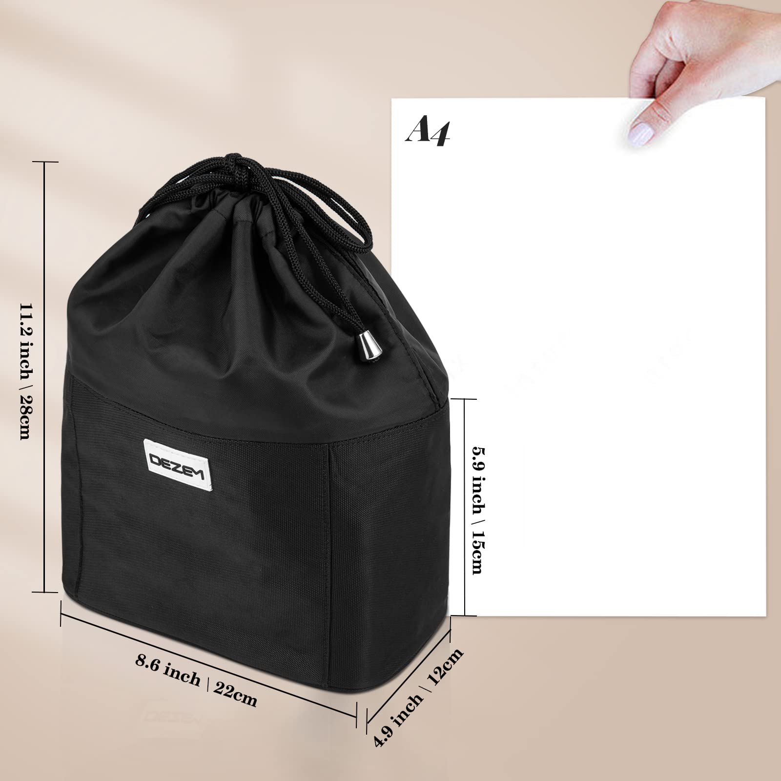 DEZEM Water-Resistant Makeup Pouch & Travel Toiletry Bag - Cosmetic Organizer for Accessories, Shampoo, Lotion - Perfect for Vacation, Gym & Daily Essentials (Black)