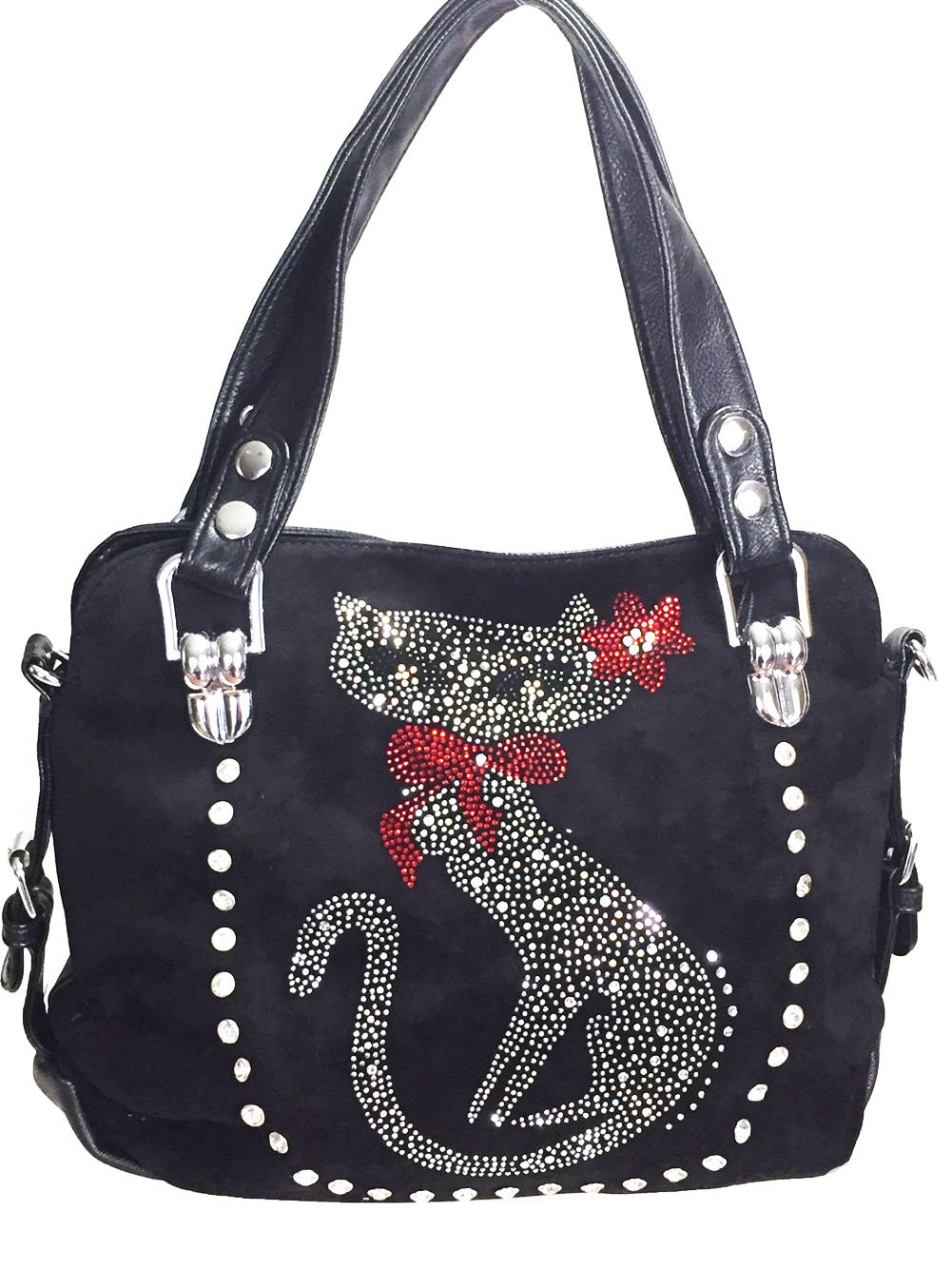 Sparkling Rhinestone Cat Crossbody Bag with Double Handles - Perfect for Parties, Date Nights & Fashion Accessories