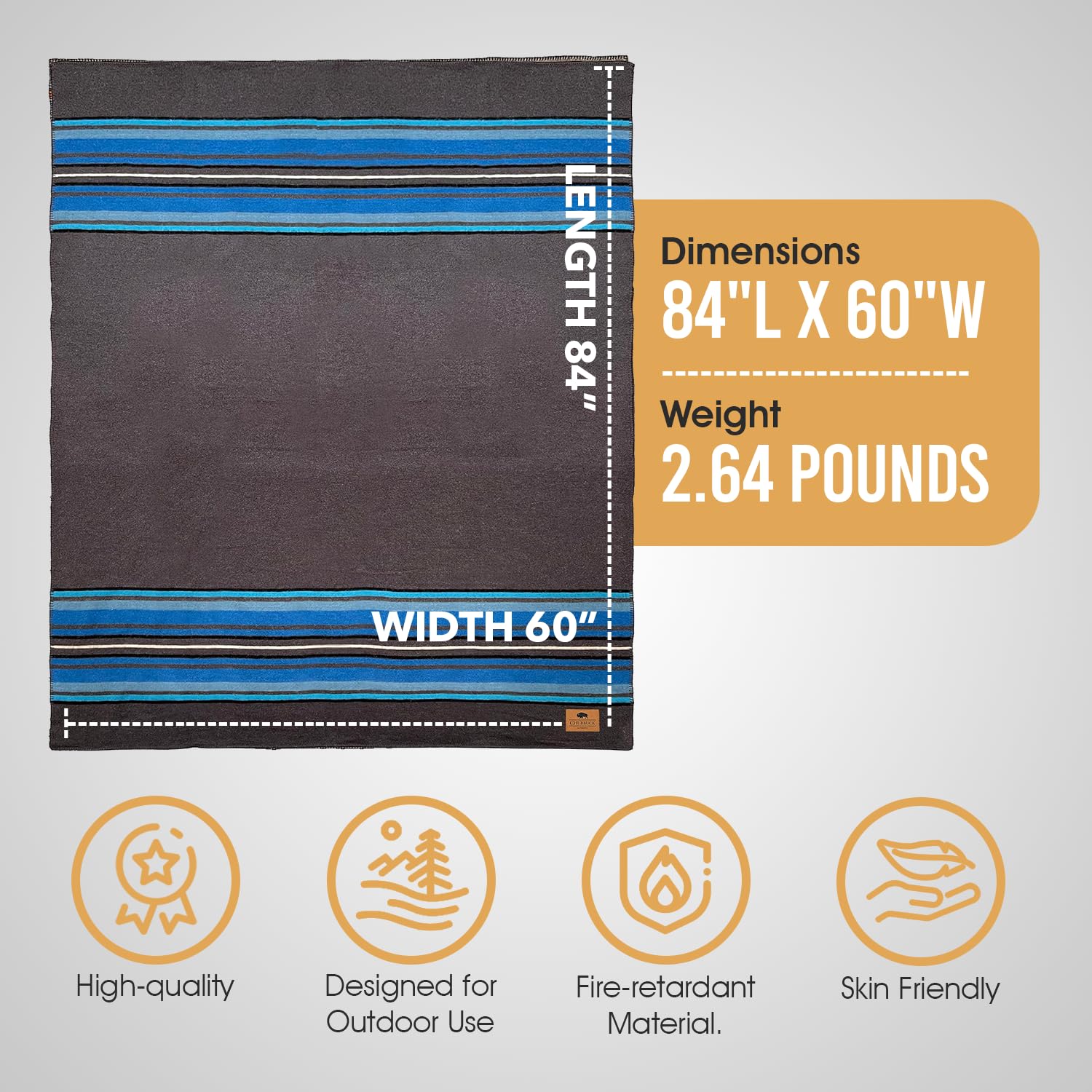 Chubbuck 100% Pure Wool Blanket - 60