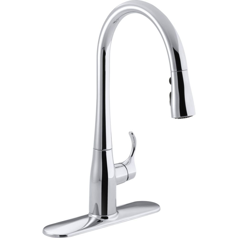 KOHLER Simplice Pull Down Kitchen Faucet with 3-Spray Function - Polished Chrome Finish (Model K-596-CP) | Ideal for Modern Kitchens, Dishwashing & Food Prep