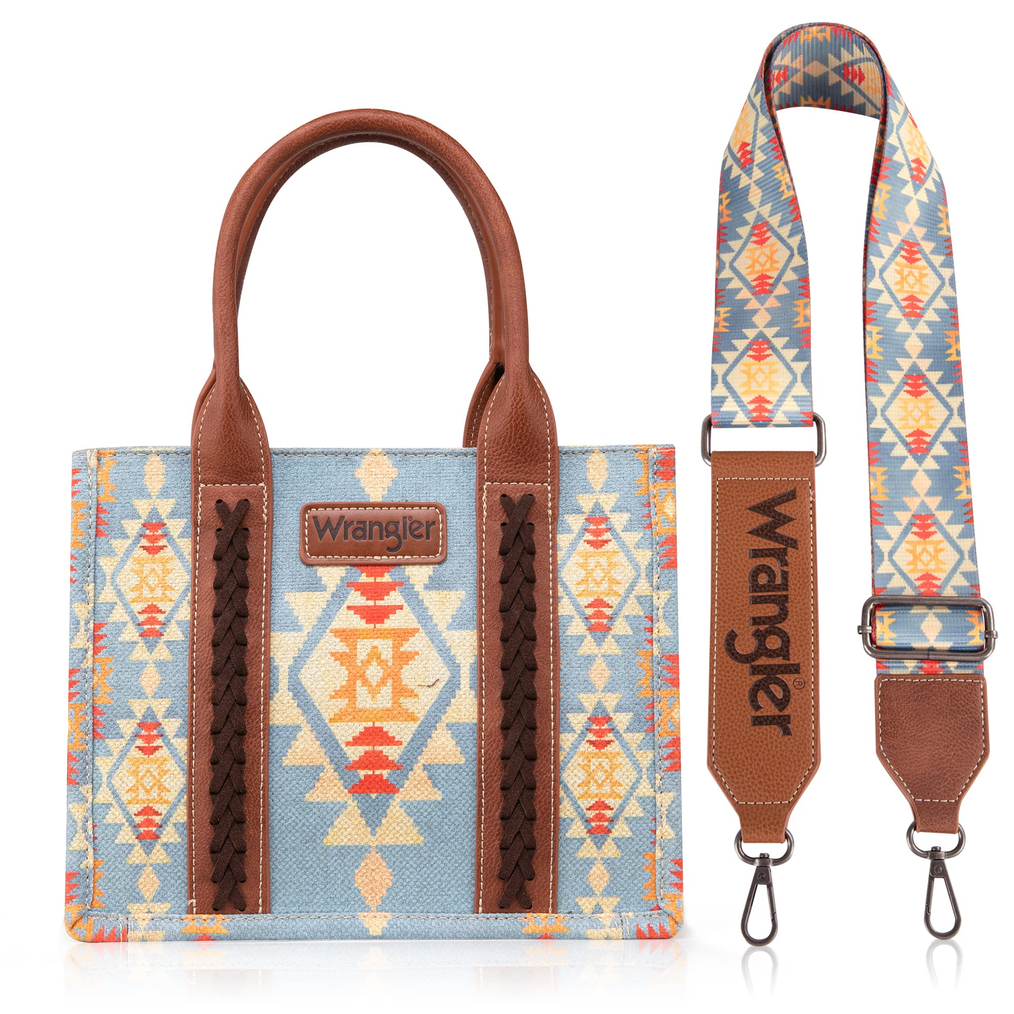 Wrangler Aztec Western Tote Bag for Women - Stylish Handbag & Purse for Everyday Use | FBA3-WG2202-8120SBR | Perfect for Work, Travel & Casual Outings