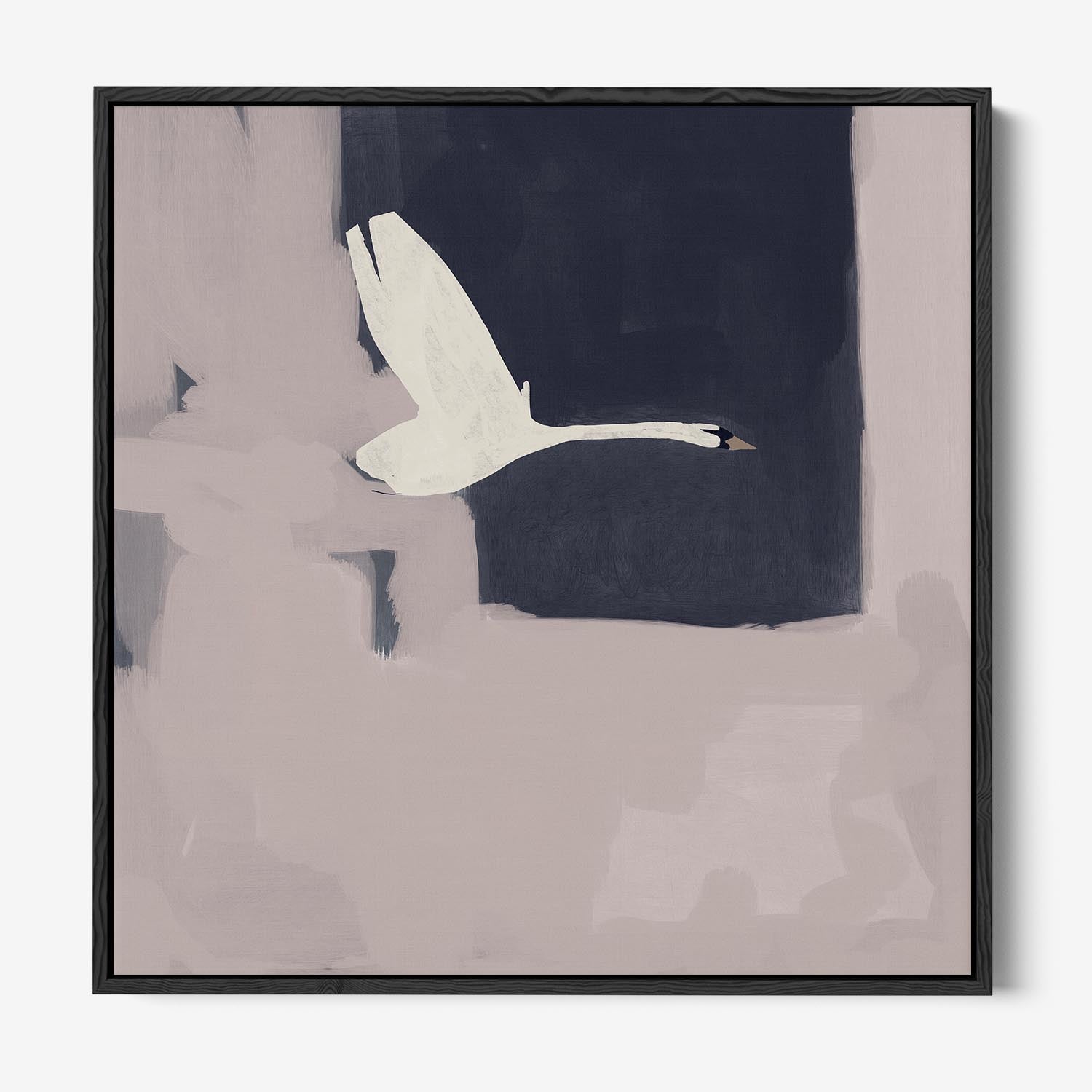 Swan in Flight Framed Canvas Wall Art - Elegant Bird Painting for Living Room, Bedroom & Office Decor - Perfect Home Decoration Gift
