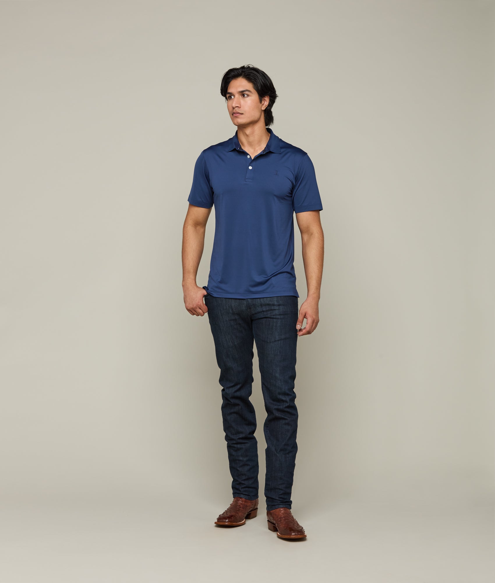 Lucchese Men's Golf Polo Shirt - Dallas Cowboys Navy Blue Performance Polo for Golf & Casual Wear | Moisture-Wicking, Breathable Fabric for Sports & Outdoor Activities