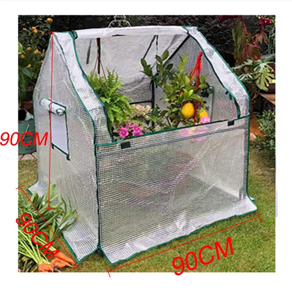 Portable Walk-in Plastic Greenhouse - Rainproof, Anti-Snow & Dust-Proof Grid Design for Patio, Tomatoes & Plants (3 Sizes: 90x90x90cm, White) - Perfect for Home Gardening, Backyard Greenhouses & Urban Farming