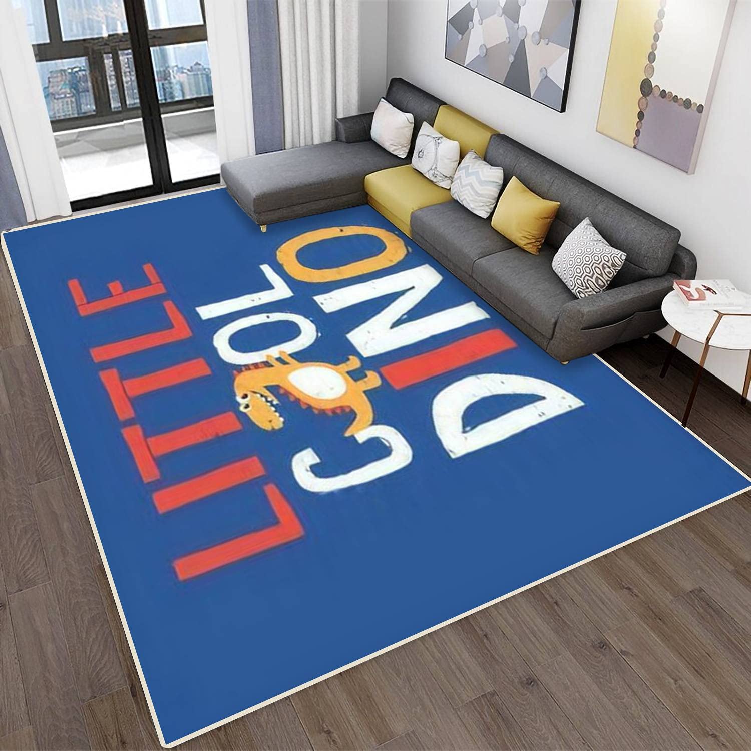 Dinosaur Print Non-Slip Area Rugs - Stain Resistant Modern Abstract Carpet for Living Room, Bedroom & Home Decor - Indoor/Outdoor Soft Floor Mat for Kids Room, Nursery & Play Areas