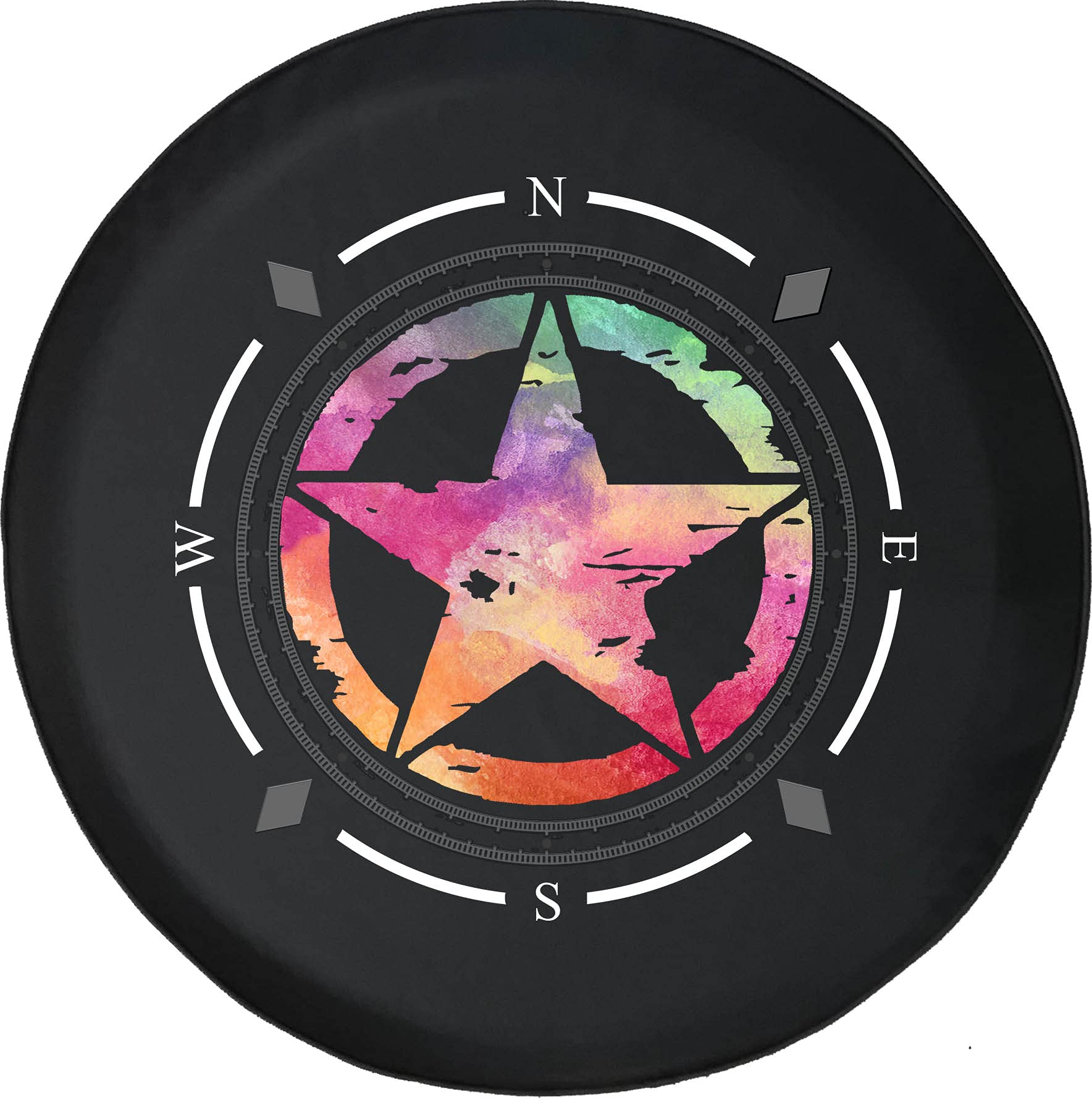 American Flag Spare Tire Cover with Compass & Watercolor Design - Distressed Star Wheel Cover Fits SUV, Trailer, RV & Most Vehicles | Perfect for Road Trips, Camping & Off-Road Adventures