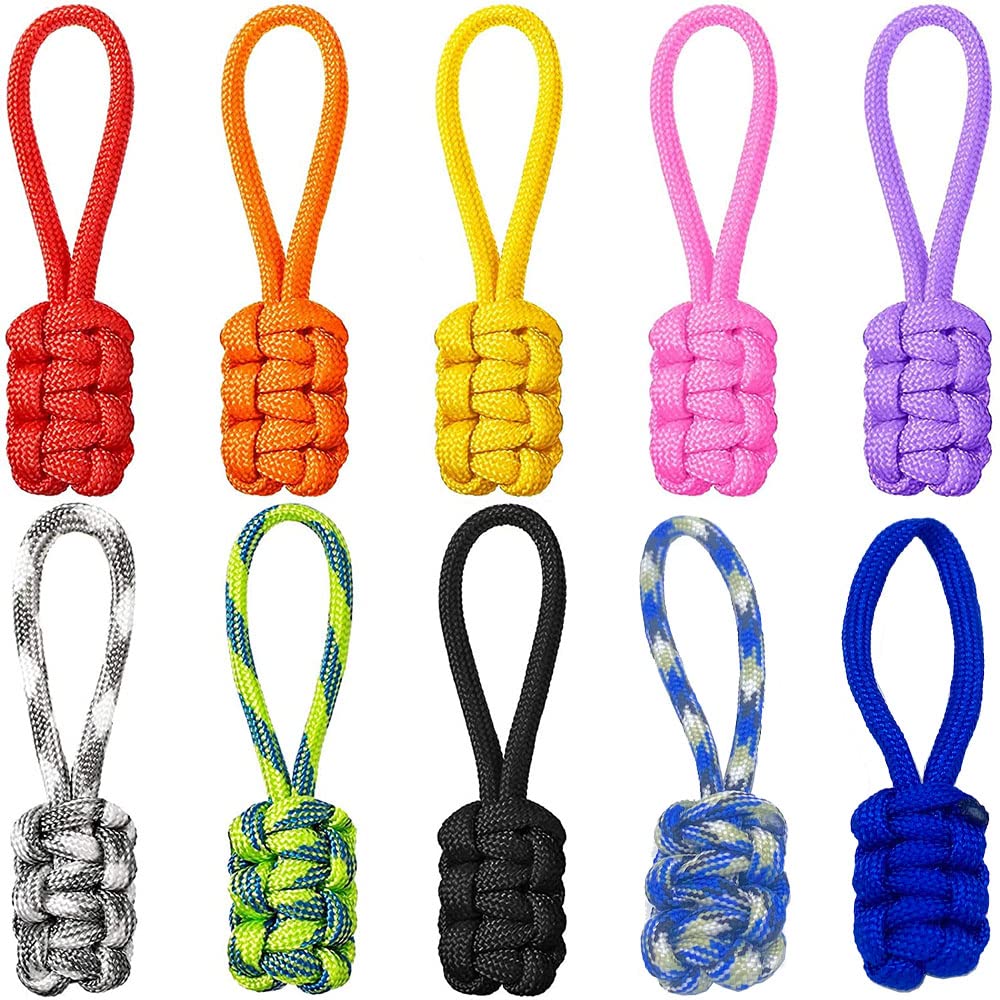 10Pcs Multi-Color Durable Zipper Pull Cord Replacement - Extender for Backpacks, Luggage, Jackets, Purses & Handbags | Fashion Accessory Upgrade (Model B) | Perfect for Travel, School & Daily Organization