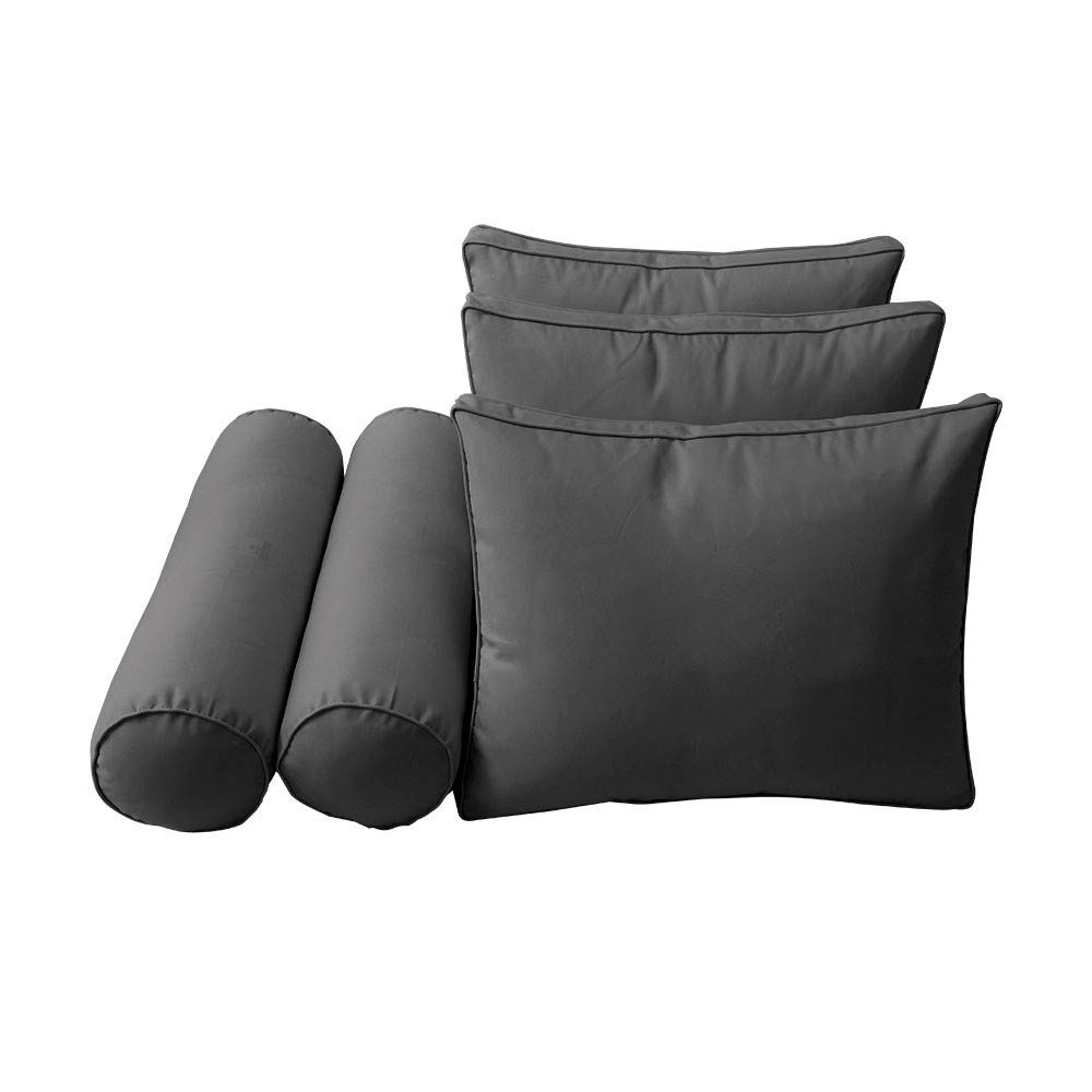 Prolinemax Outdoor Style 3 Twin-XL Piped Trim Daybed Mattress Cover with Bolster Pillow Fitted Sheet - Waterproof & Durable for Patio, Sunroom, and Guest Room Use
