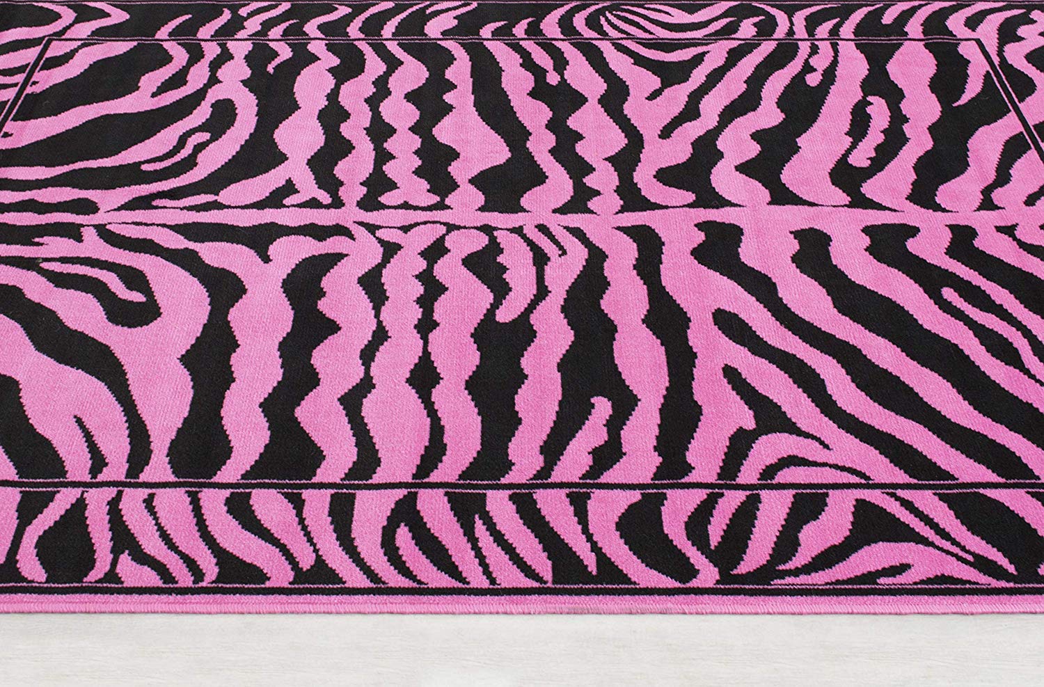 Soft Pink & Black Zebra Print Area Rug - 7'8