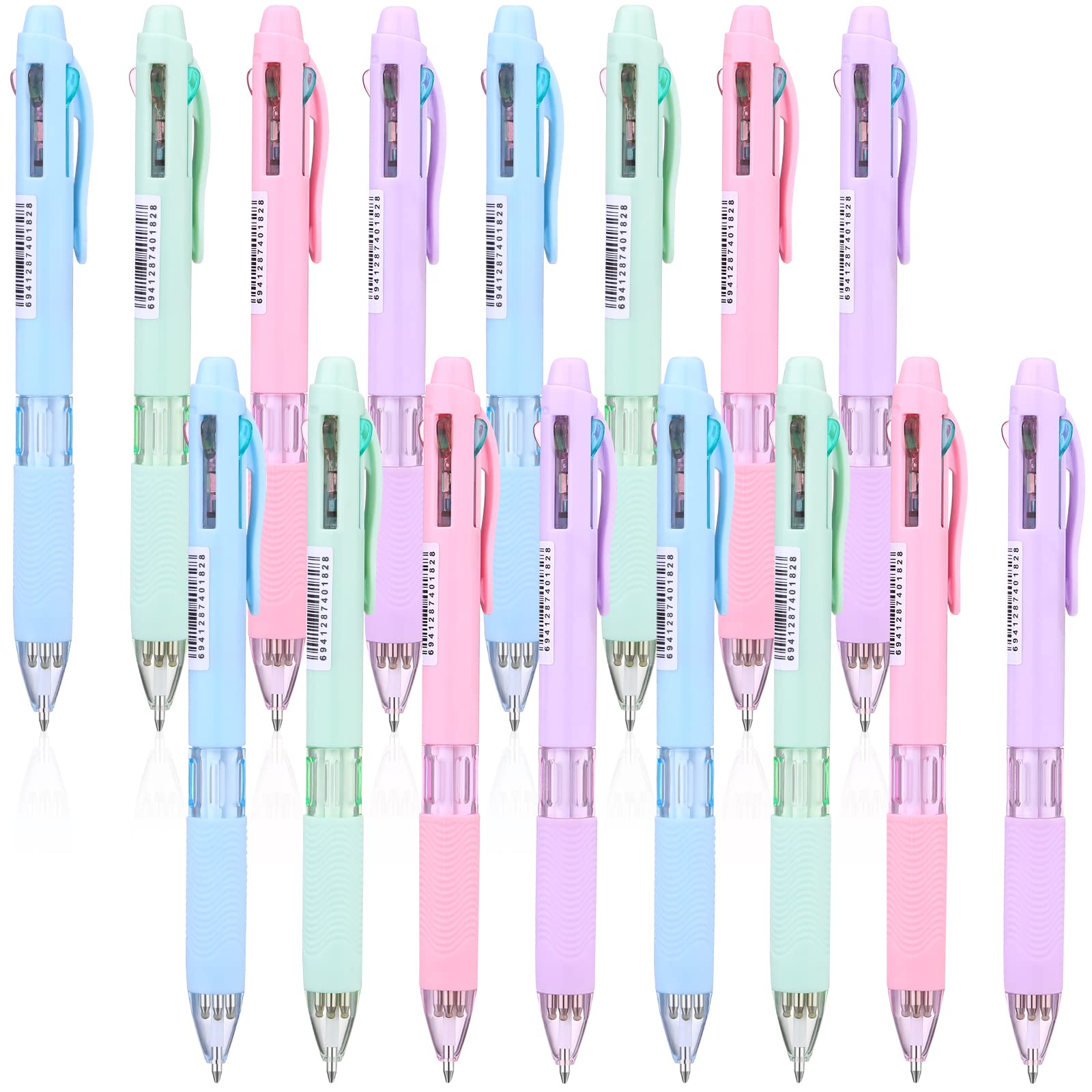 4-in-1 Multicolor Retractable Ballpoint Pens, 0.7mm Fine Point Gel Ink Pens for Writing, Note Taking, Journaling & Marking - 16 Pack Vibrant Colored Pens for School, Office & Home Use (Ideal for Students, Professionals & Creative Projects)