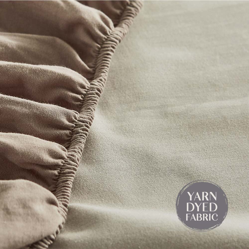 Luxury Washed Cotton Sheet Set - Soft & Breathable, Pink & Brown, Double Size - Perfect for Cozy Bedrooms & Guest Rooms