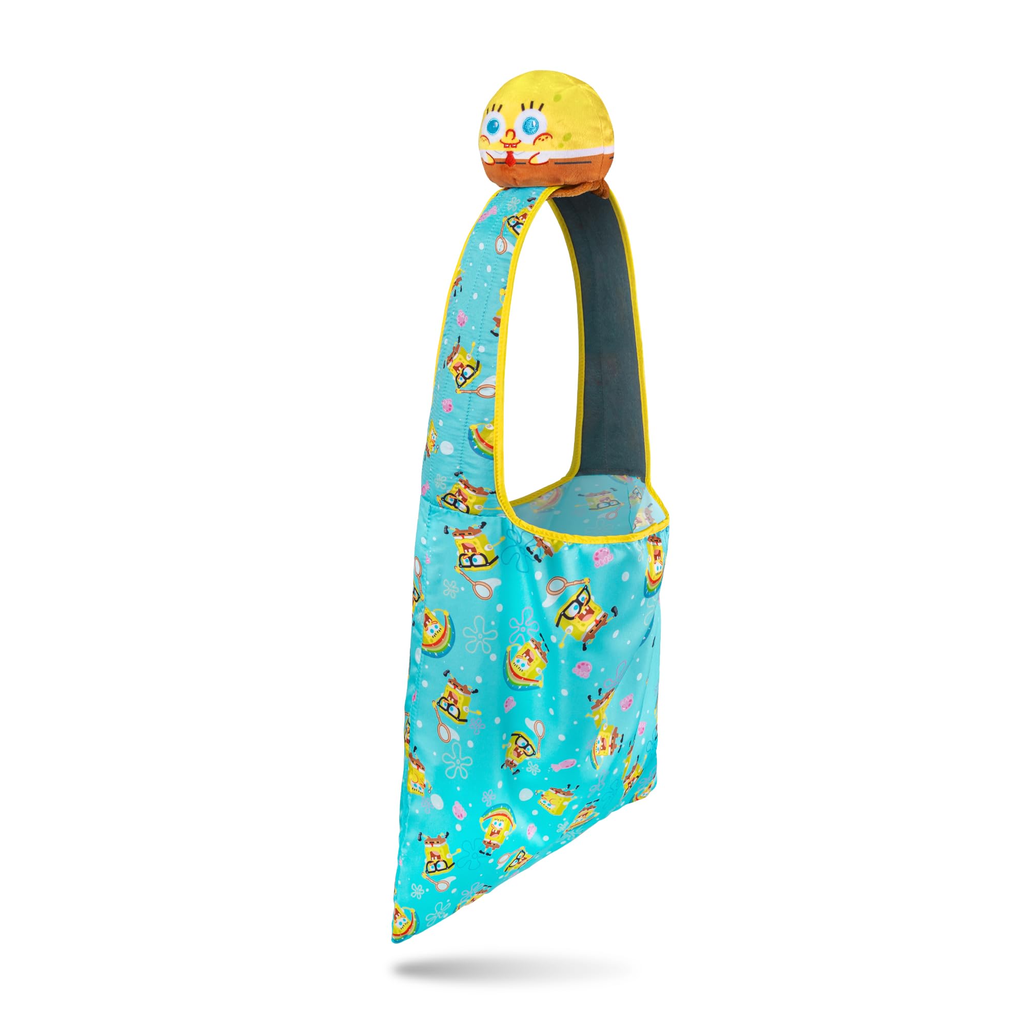 TeeTurtle SpongeBob SquarePants Plushie Tote Bag - Officially Licensed Cute Kawaii Foldable Shoulder Bag for Women & Teens | Perfect for School, Shopping & Beach Day