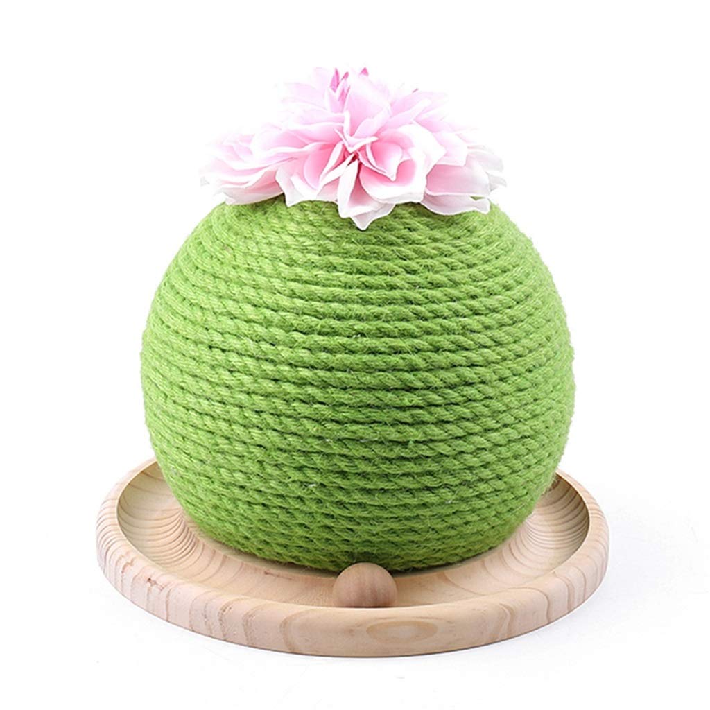 Durable Woven Sisal Cat Scratching Ball with Wood Base - Interactive Pet Toy for Kittens & Cats - Fun Scratcher Board for Play & Training - Perfect for Home, Office & Grooming (Color: B)