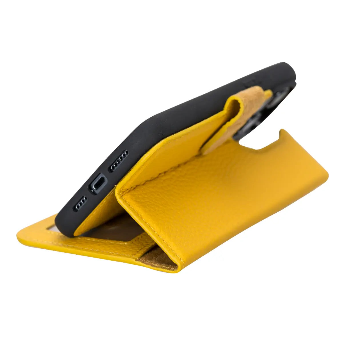 Premium Yellow Leather Wallet Case for iPhone 14 Pro Max - Slim RFID Blocking Phone Cover with Card Slots | Perfect for Travel, Shopping & Everyday Use