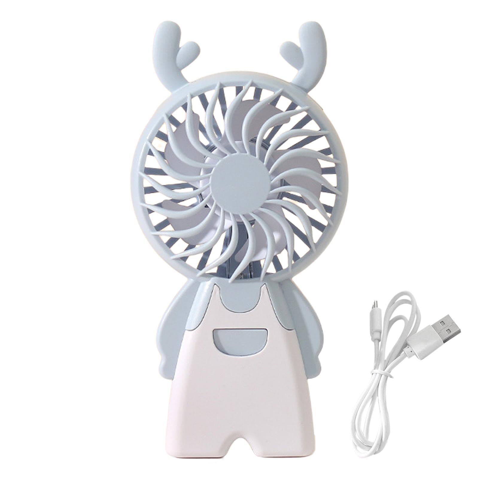 NULYUNZE Rechargeable USB Handheld Fan - Portable Mini Desk Fan with LED Light, Quiet Operation for Home, Office & Travel | Cute Cartoon Design Personal Cooling Fan for Kids, Adults & Desktop Use