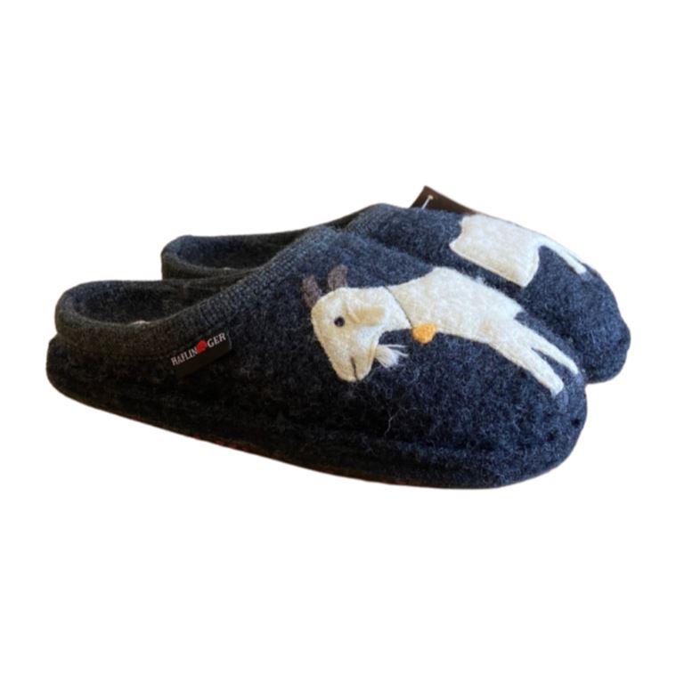 HAFLINGER Women's Soft Wool Goat Slippers - Cozy Indoor/Outdoor House Shoes for Winter Comfort - Perfect for Home, Lounge & Cold Floors