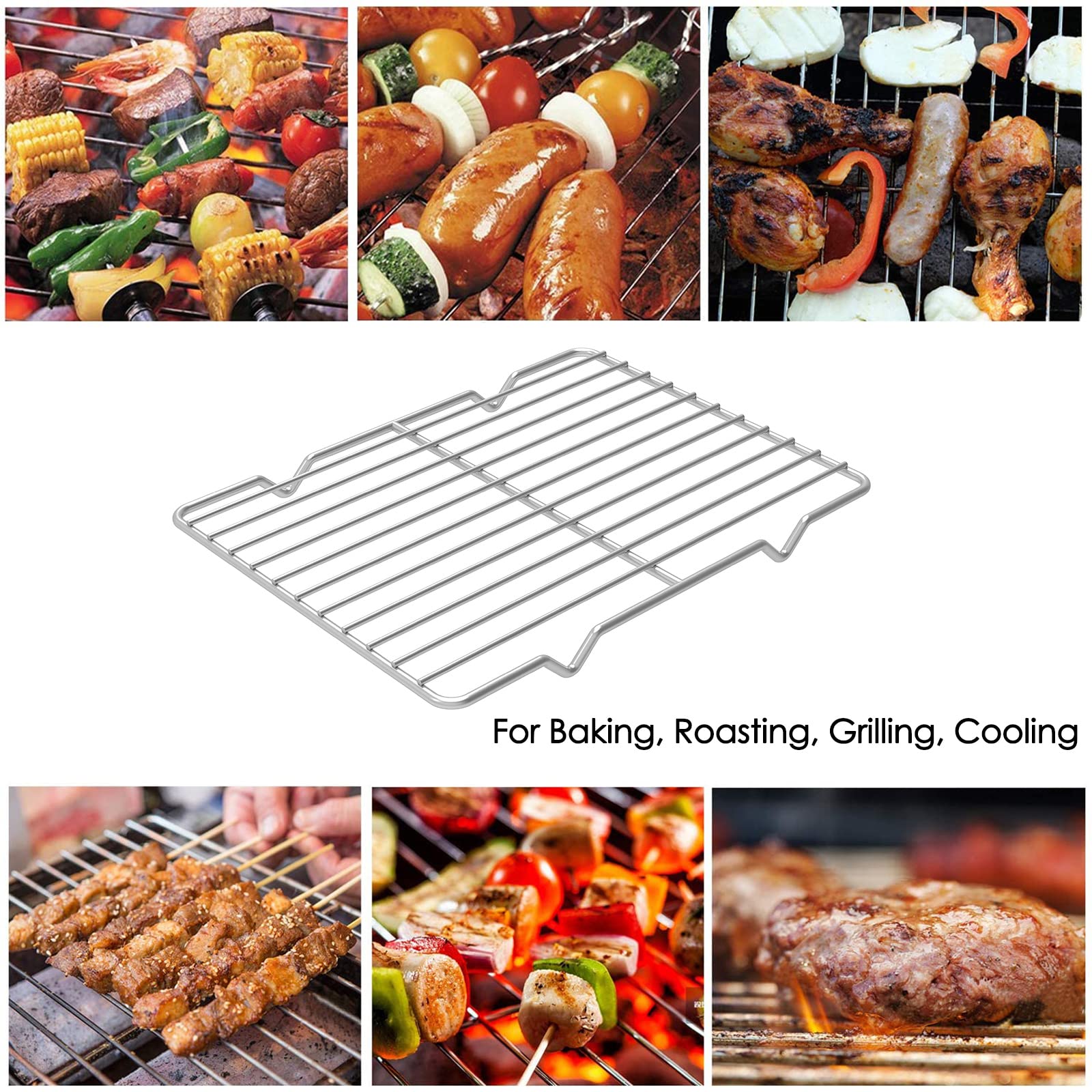 Linkidea 2-Pack Stainless Steel Baking Cooling Rack Set - 7.8'' x 10.2'' Oven-Safe Metal Grate for Roasting, Grilling & Baking | Perfect for Cookies, Breads, Pans & Disposable Trays