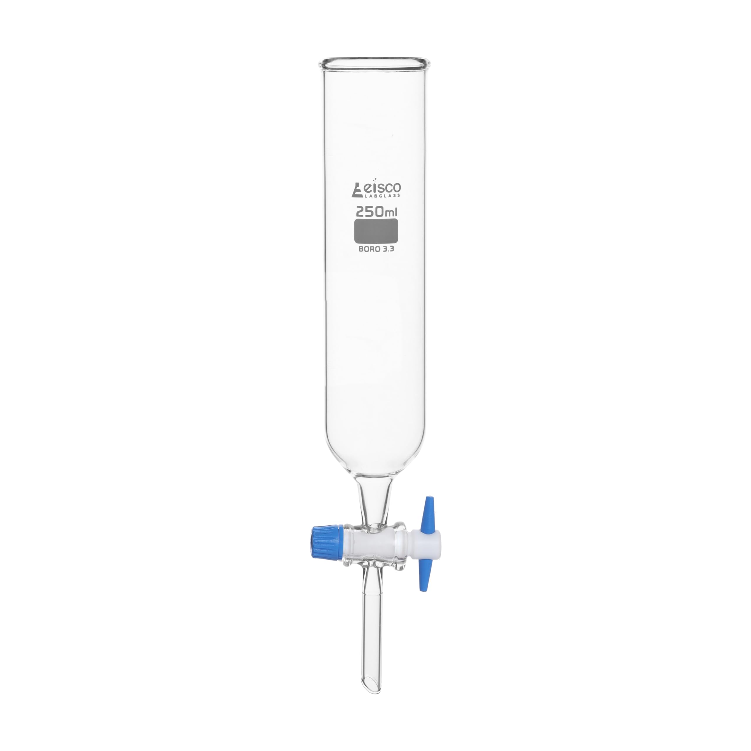 EISCO 250ml PTFE Stopcock Dropping Funnel - Borosilicate Glass Lab Funnel for Chemistry Experiments | Perfect for Precise Liquid Transfer in Laboratories & Science Classrooms