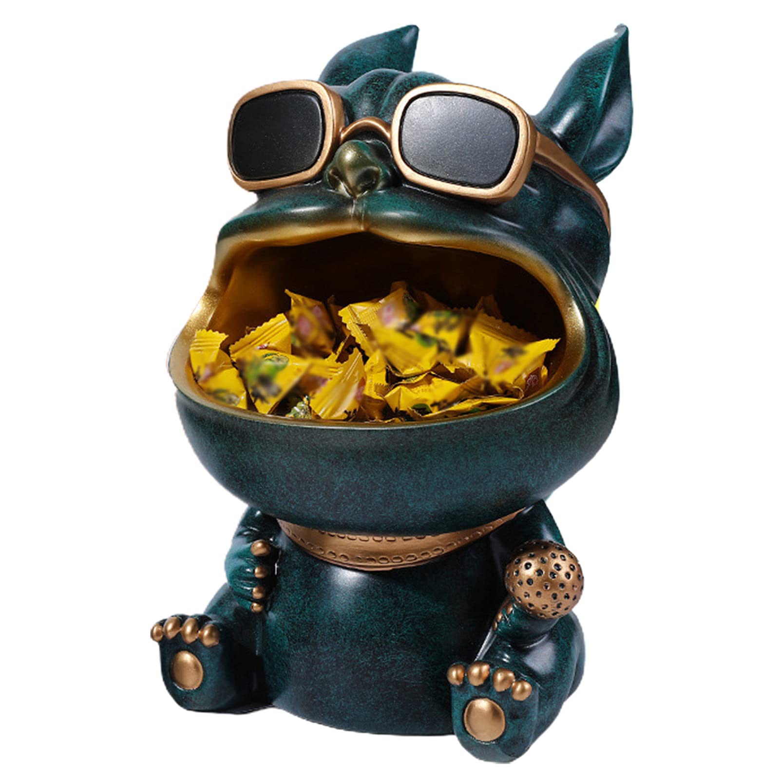 ZTGD Large Capacity Resin Dog Key Holder - Cute Big Mouth Dog Figurine Jewelry Organizer Box for Earrings, Rings & Small Accessories - Perfect for Home Decor & Gift Giving