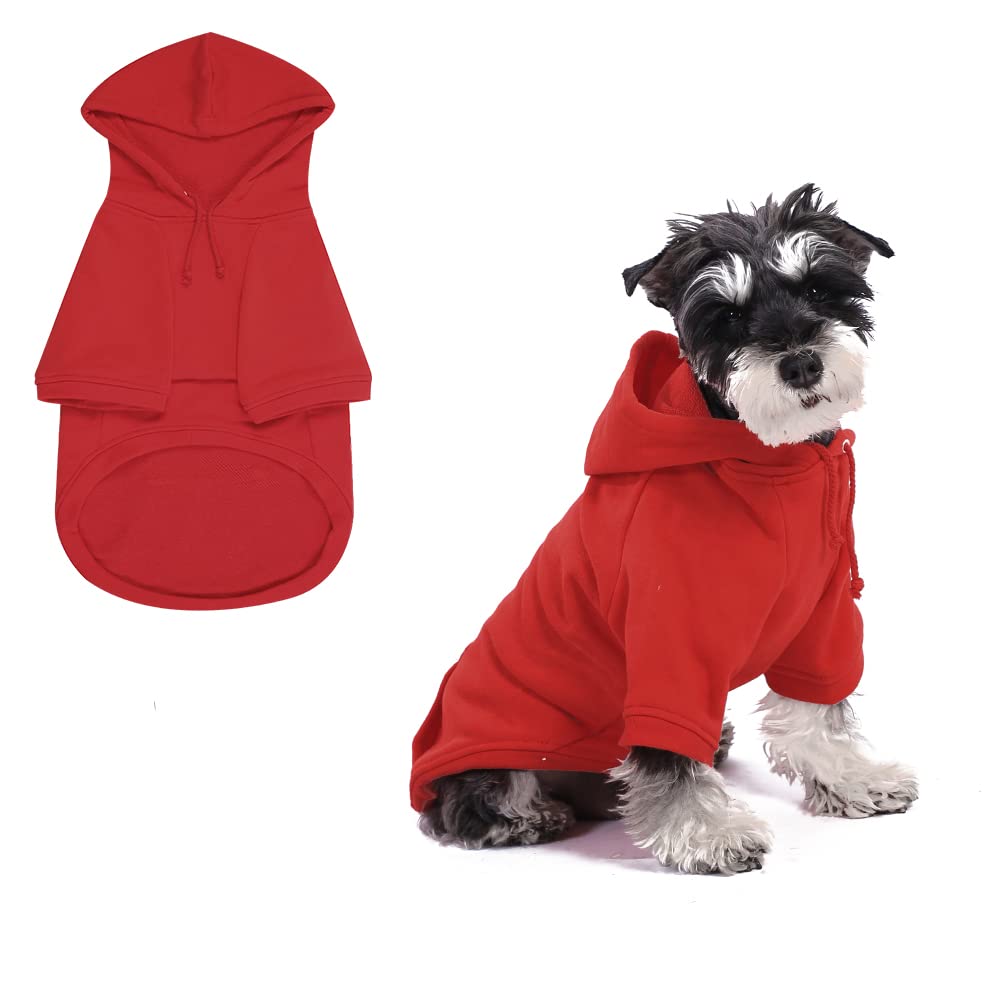 Dog Hoodies Sweatshirt with Hood and Pockets - Cozy Pet Clothes for Small Dogs (Red, Small) - Perfect for Winter Walks and Outdoor Adventures
