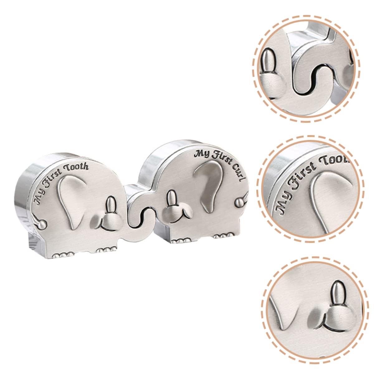 Amosfun 4 Pack Elephant Tooth Holder for Kids - Metal Silver Keepsake Box for Baby Teeth | Perfect for Tooth Fairy Gifts, Memory Storage & First Lost Tooth Celebration