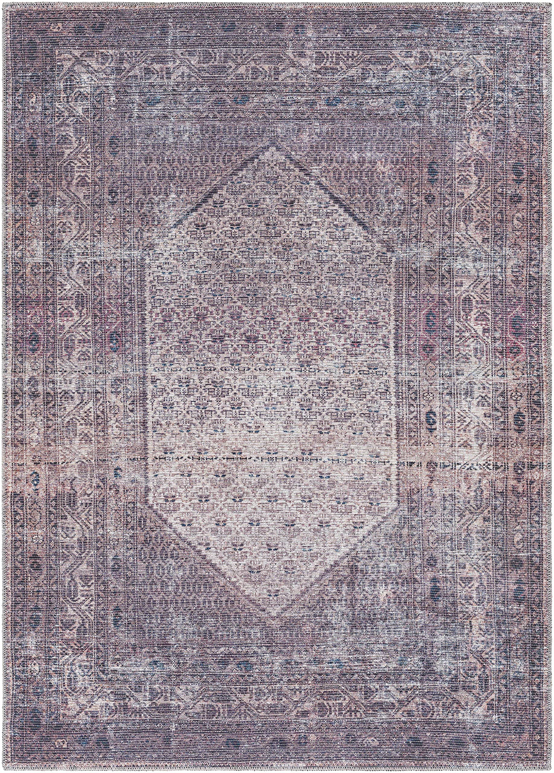 Hauteloom Bagacay Machine Washable Runner Rug - Traditional Design in Plum, Teal & Dusty Pink - 2'7