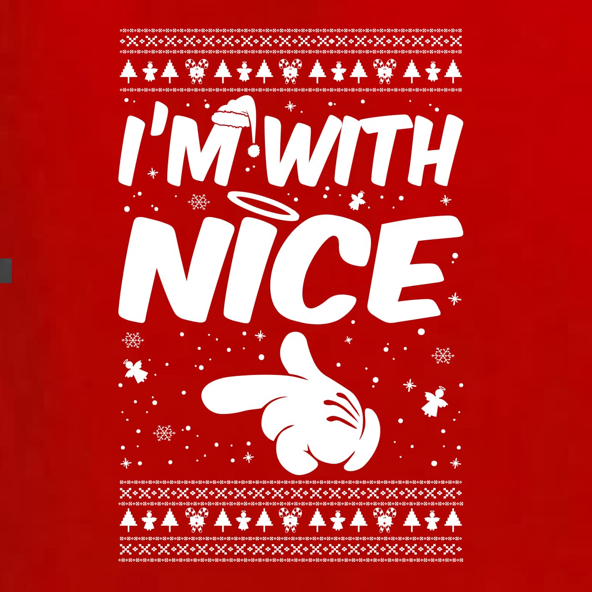 Wild Bobby 'I'm With Nice' Ugly Christmas Sweater - Unisex Crewneck Graphic Holiday Sweatshirt for Xmas Parties & Family Gatherings