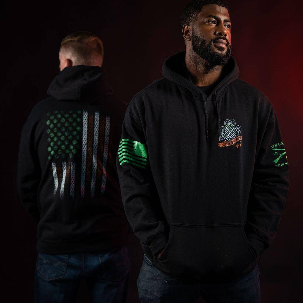 This We'll Defend Hoodie - Irish Colors Army Green Pullover Sweatshirt | Military Inspired Casual Wear for Men & Women | Perfect for St. Patrick's Day, Veterans Events & Everyday Streetwear