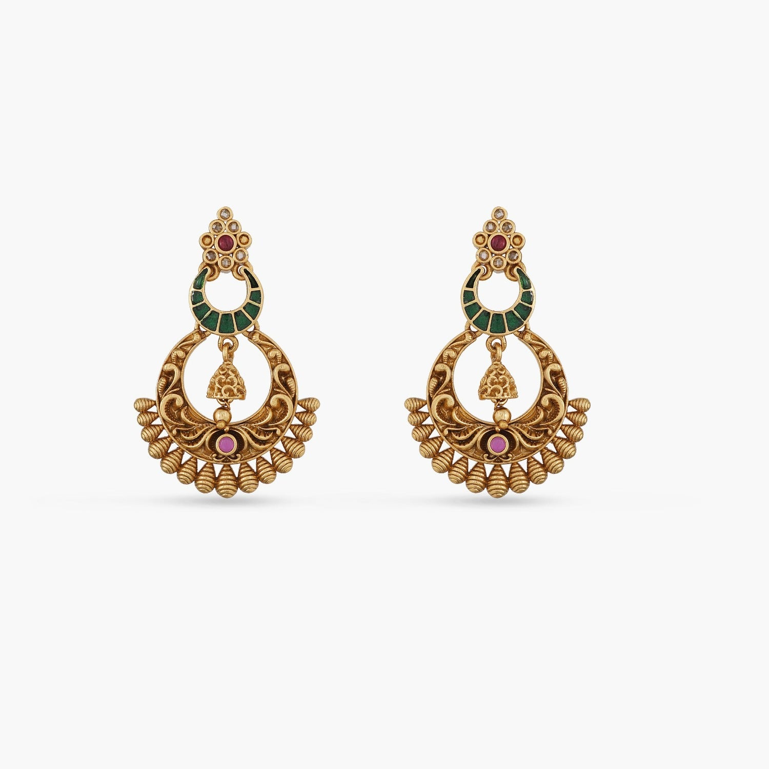 Vintage Two-Layered Antique Chandbali Earrings for Women - Traditional Indian Jewelry for Weddings, Parties & Festive Occasions