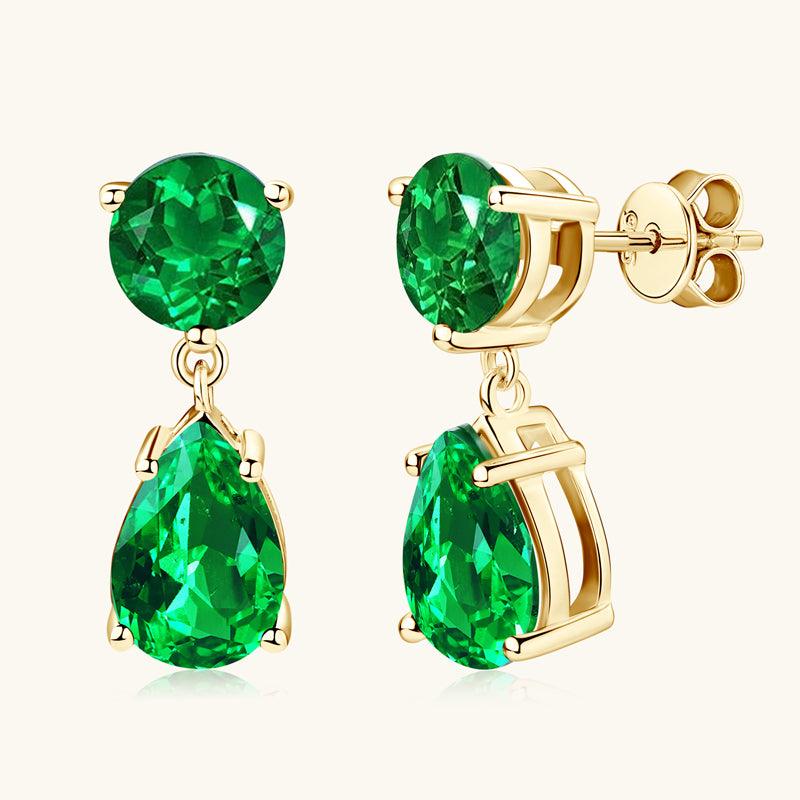 Vibrant Water Drop Emerald Drop Earrings for Women - Elegant Green Gemstone Dangle Earrings - Perfect for Weddings, Parties & Special Occasions