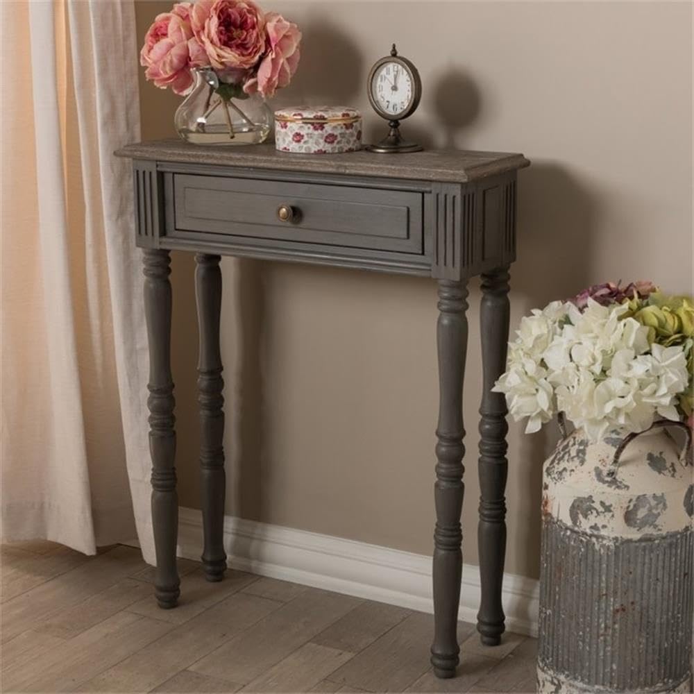 BOWERY HILL Brown 1-Drawer Console Table - Entryway Sofa Table, Hallway Accent Table for Living Room & Bedroom Decor