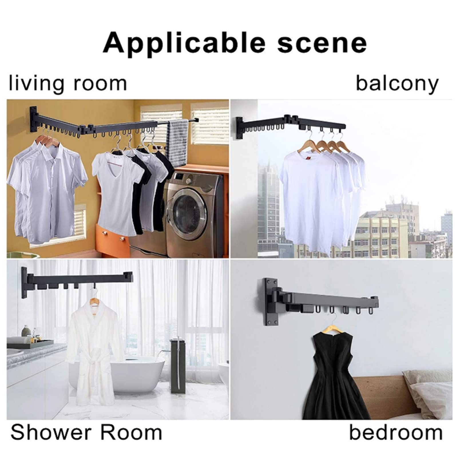 Expandable Wall Mounted Retractable Clothes Drying Rack - Space Saving Aluminum Laundry Organizer for Laundry Room, Balcony & Pool Area (2-Fold, Silver) | Perfect for Small Spaces, Apartments & Outdoor Drying