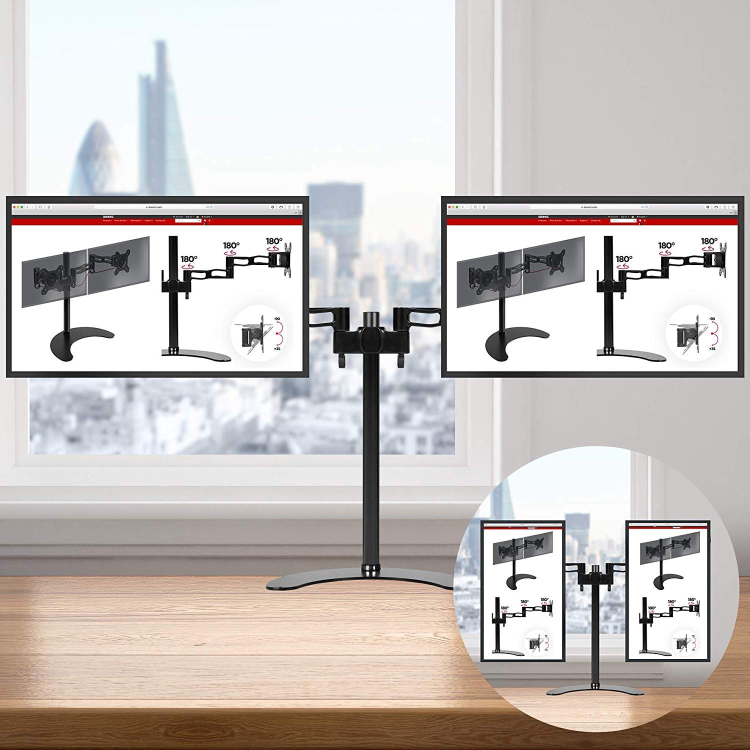 Duronic DM35D2 Dual Monitor Stand - Adjustable Double Monitor Arm for 13-27