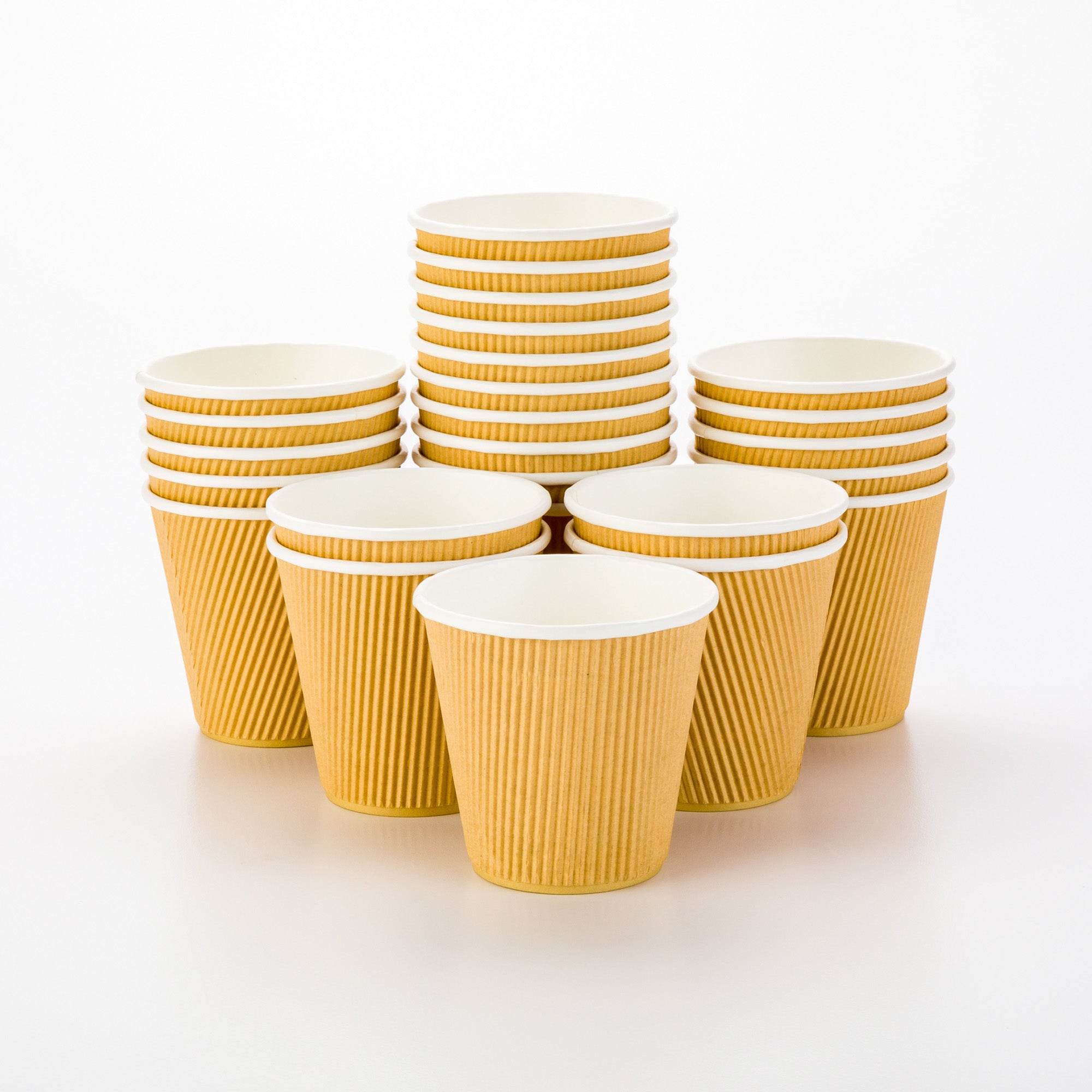Eco-Friendly 8 oz Kraft Paper Coffee Cups with Ripple Wall - 3.5
