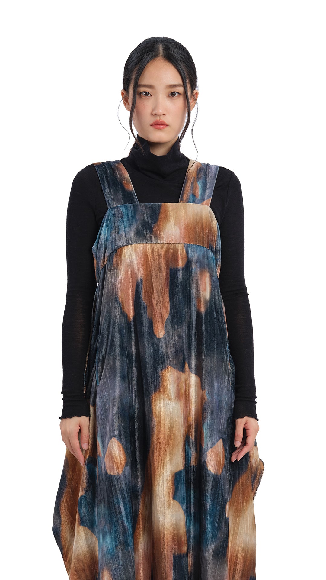 Stylish Watercolor Graphic Velour Printed Dress for Women - Elegant Flowy Maxi Dress for Casual Outings, Beach Vacations & Summer Parties