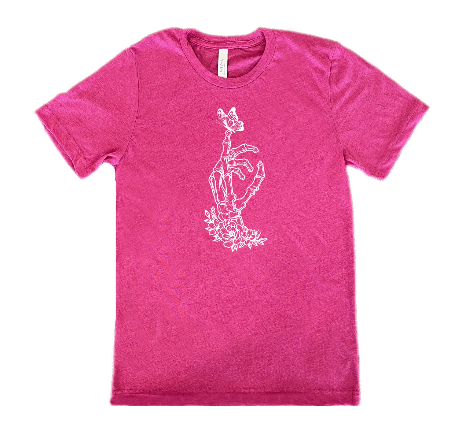 Skeleton Hand Butterfly Graphic T-Shirt for Men & Women | Gothic Style Unisex Tee for Halloween, Concerts & Casual Wear