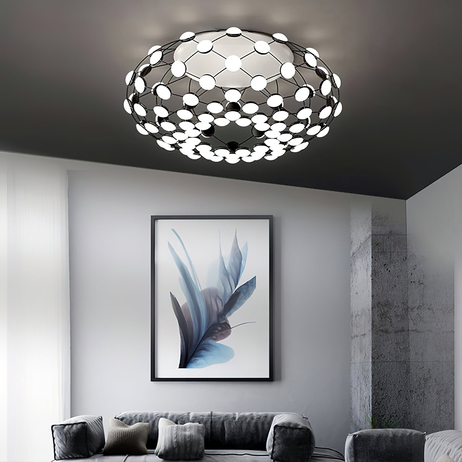 Modern Black and White Mesh Ceiling Lamp - Stylish Pendant Light for Living Room, Bedroom, Dining Room & Office Decor