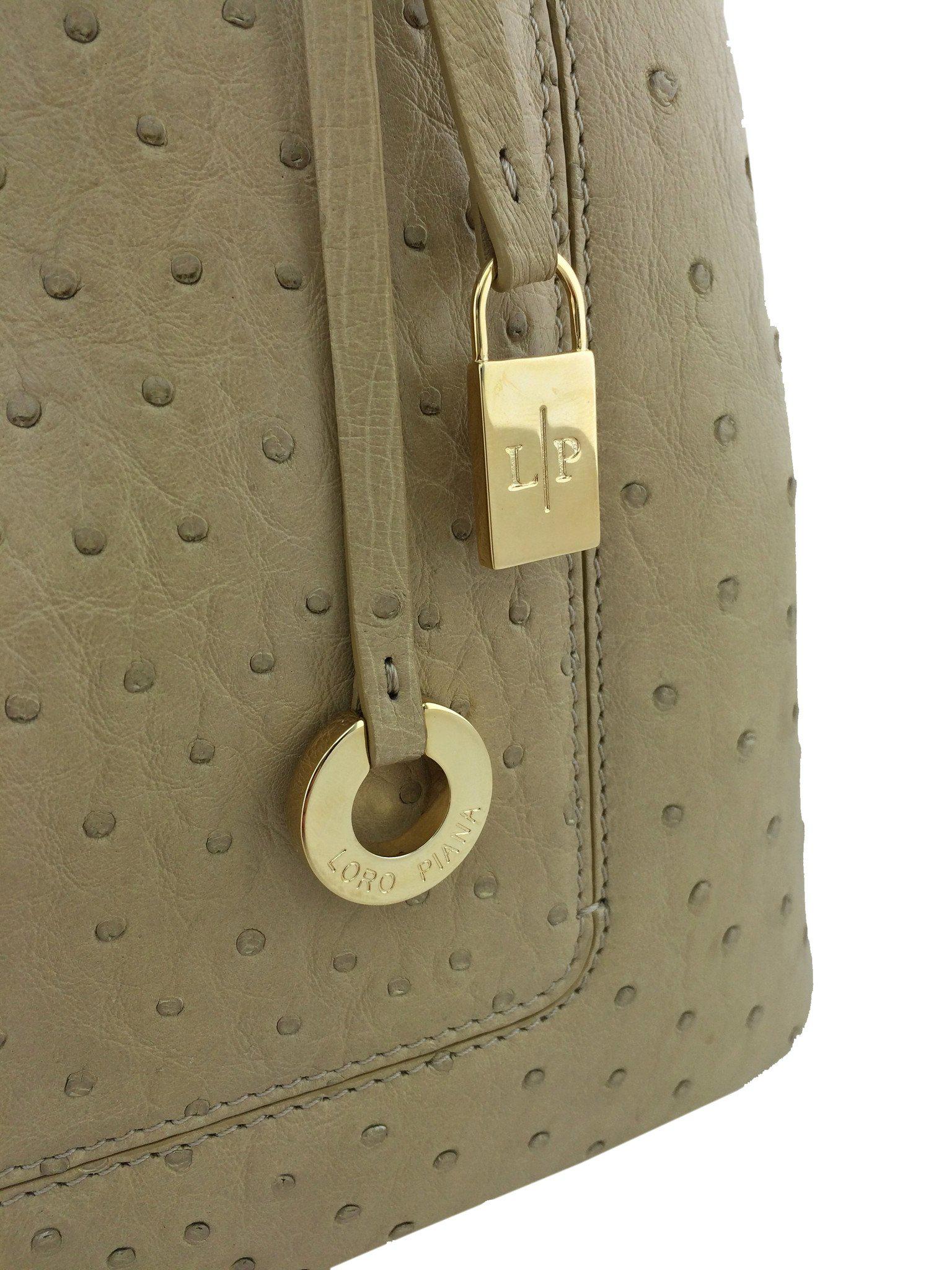 Luxury Loro Piana Ostrich Leather Bellevue Handbag for Women - Premium Designer Tote Bag for Work, Travel & Everyday Use
