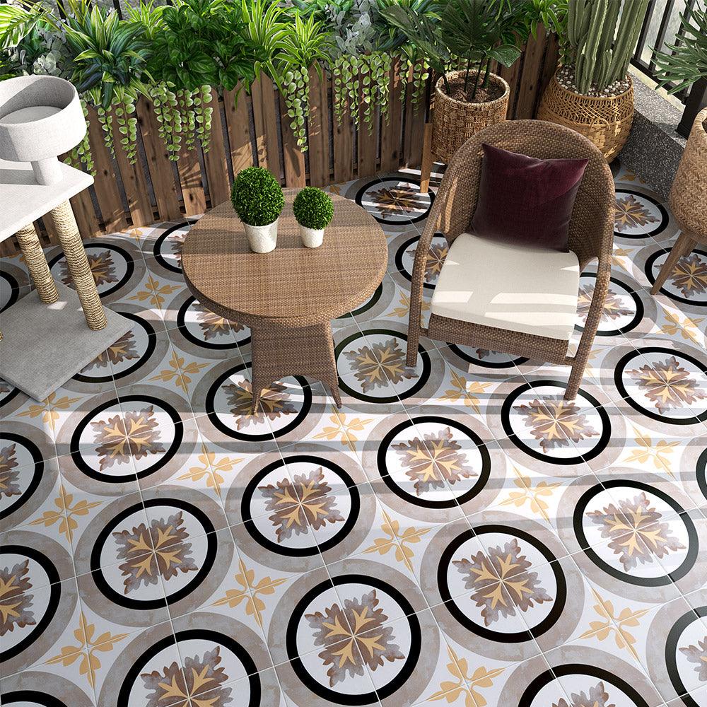 Heritage Aurelia Encaustic Look 200x200 Matt Tile - Premium Ceramic Floor and Wall Tiles for Bathroom, Kitchen, and Living Room Decoration