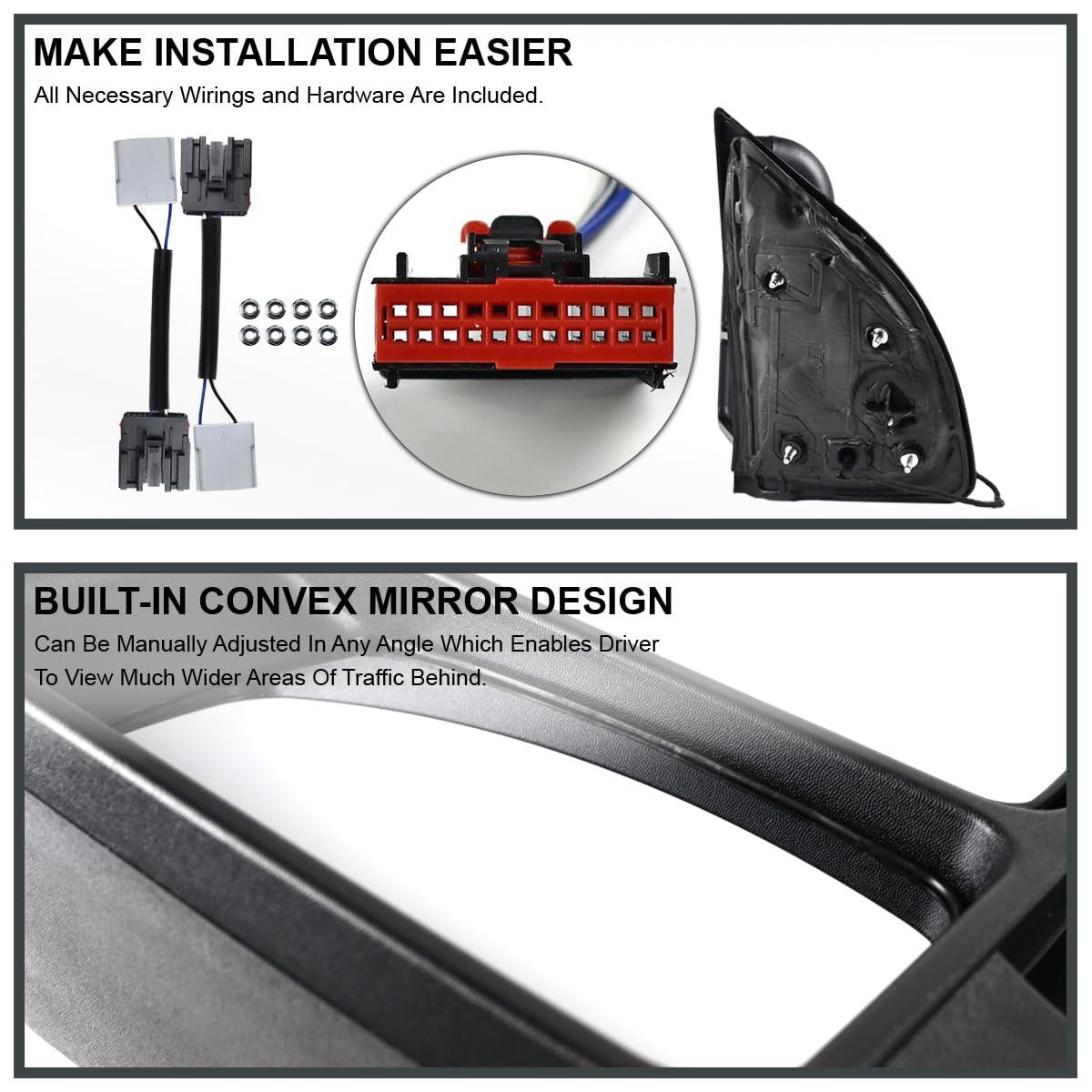 Spec-D Tuning Manual Towing Mirrors with Turn Signal Lights for 2003-2015 Ford F250 Super Duty - Perfect for Enhanced Visibility & Safety While Hauling Trailers or Large Loads