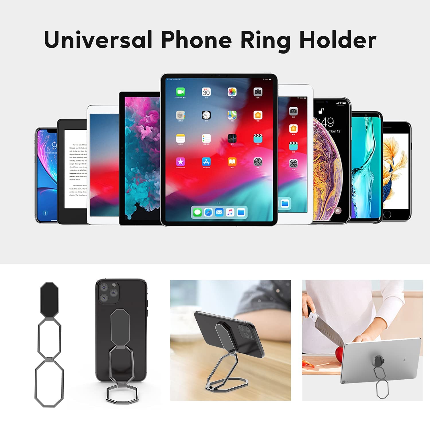360°旋转磁性手机指环支架 通用手机指环扣 车载手机支架 适用于大多数手机 黑色 居家办公车载必备
