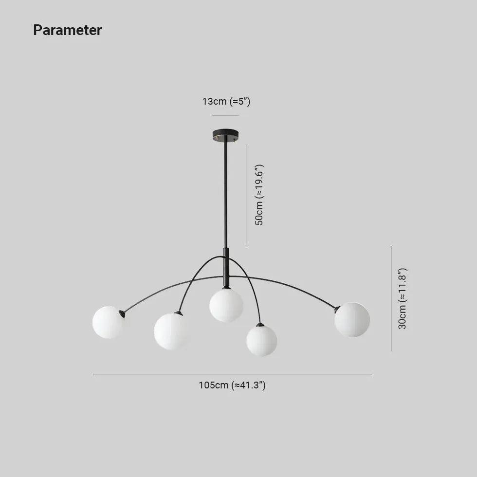 Modern White Glass Ball Arc-Shaped Metal Chandelier - Elegant Ceiling Light Fixture for Dining Room, Bedroom, Living Room Decor