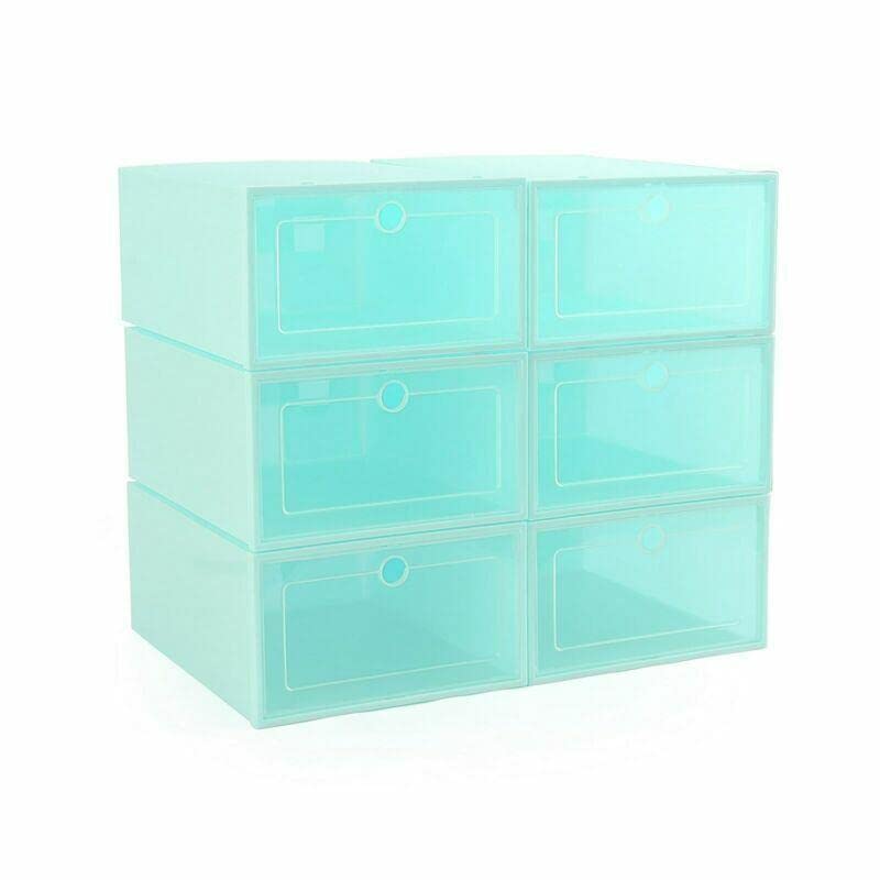 12-Piece Stackable Plastic Shoe Storage Organizer with Lids - Green Drawer Box for Closet, Bedroom & Entryway Organization - Perfect for Shoes, Toys & Small Items Storage