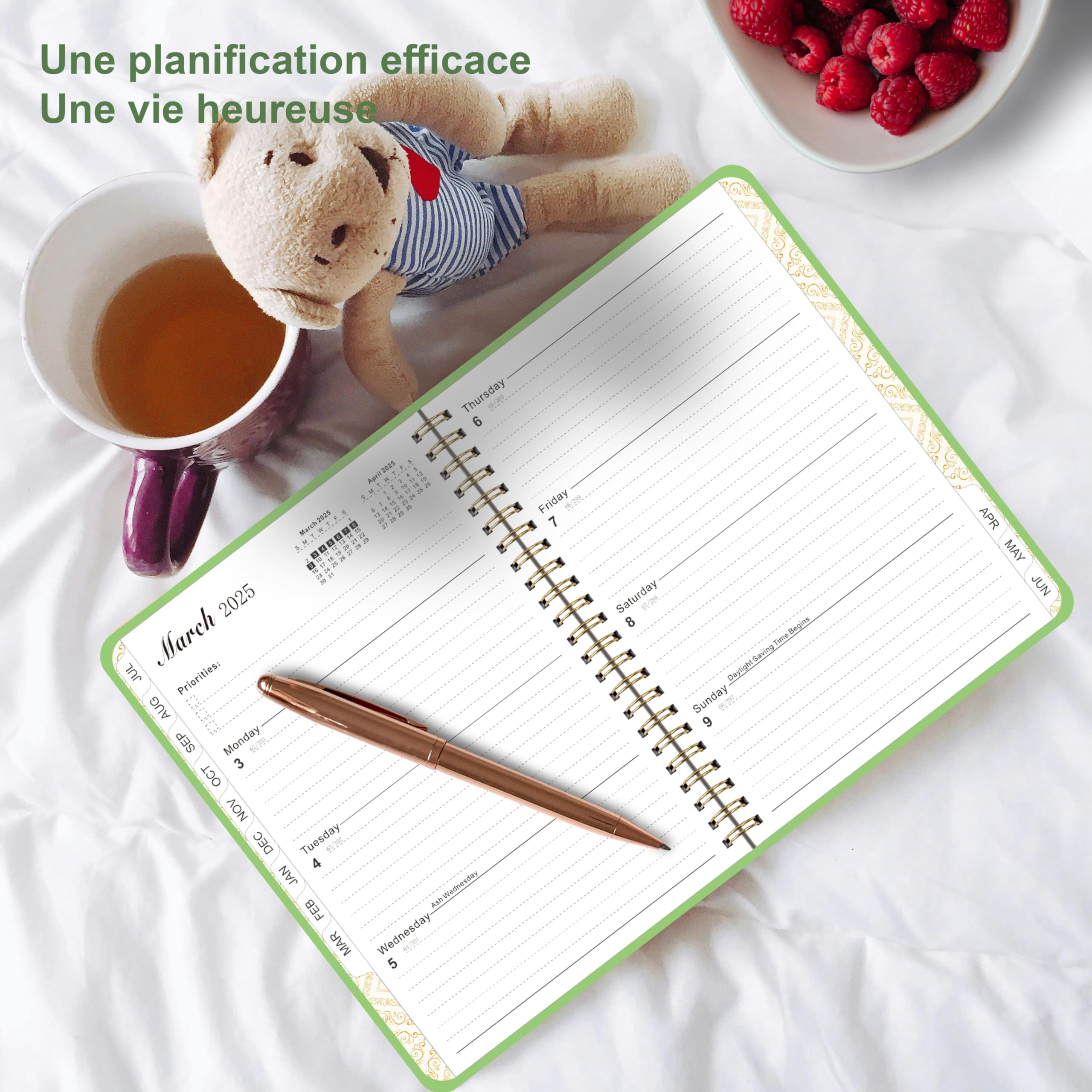 2024-2025 Spiral Weekly Planner - A5 Academic School Planner July 2024 to June 2025 (12 Months) with Stickers & Foldable Storage Pouch, Perfect for Students, Teachers & Office Organization (Black 24-25)