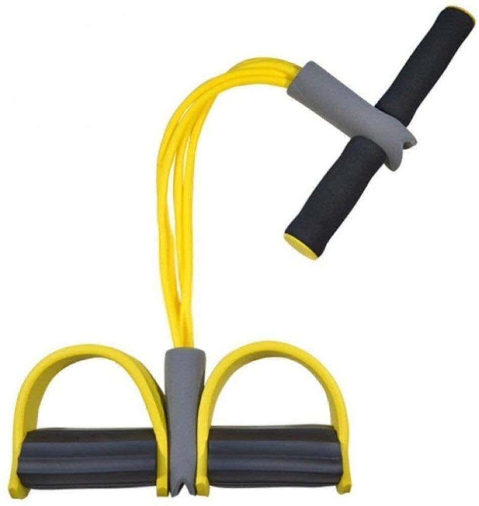 ZCM Pull Rope - 4 Tube Strong Latex Resistance Bands for Fitness, Yoga, and Sit-Ups | Exercise Equipment for Women & Men | Yellow Color | Perfect for Home Gym, Physical Therapy & Full-Body Workouts