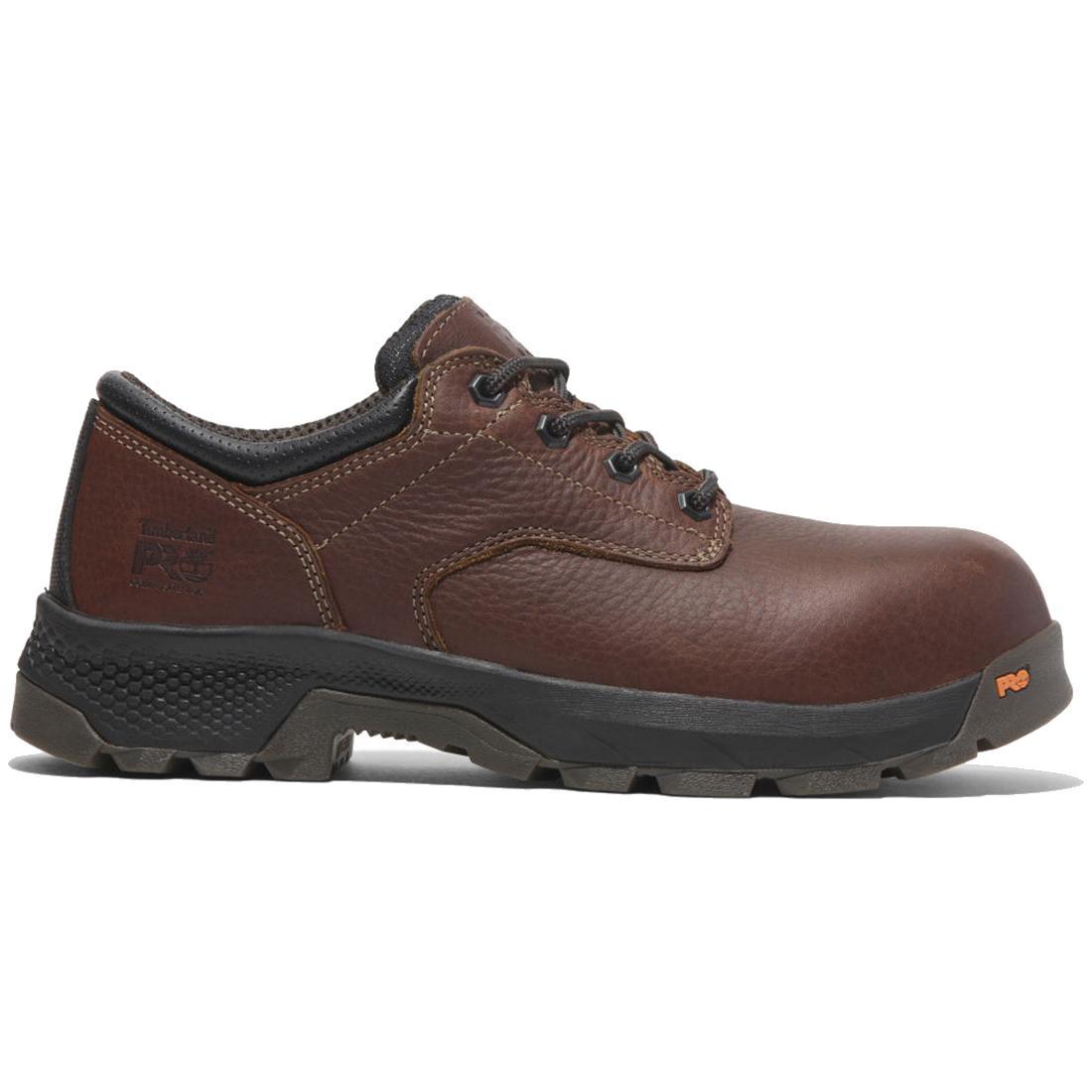 Titan Ev Composite Toe Oxford Work Shoes for Men - Safety Work Boots with Slip Resistant & Electrical Hazard Protection - Brown Leather Steel Toe Shoes for Construction, Warehouse & Industrial Work