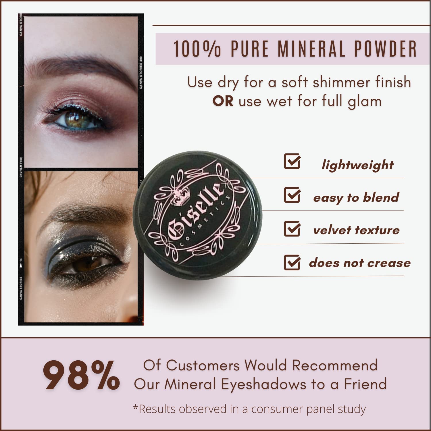 Organic Mineral Loose Powder Eyeshadow - Orange Rose Pastel Shades | Vegan, Cruelty-Free Makeup for Natural & Glam Looks | Perfect for Everyday Wear, Parties & Special Occasions