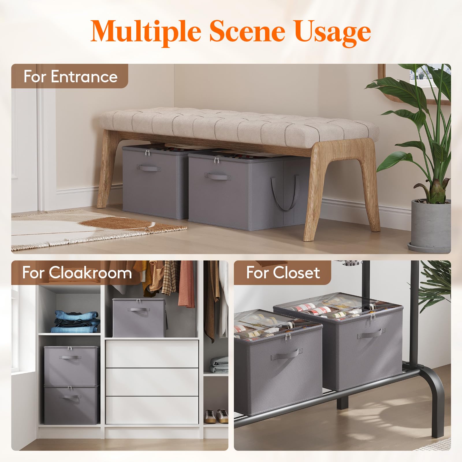 **Lifewit Foldable Shoe Storage Organizer for Closet – Holds 12-16 Pairs, Clear View & Reinforced Handles – Large Shoe Box Containers for Boots, Heels, Sneakers (2-Pack, Gray) – Perfect for Home, Office & Travel Organization**