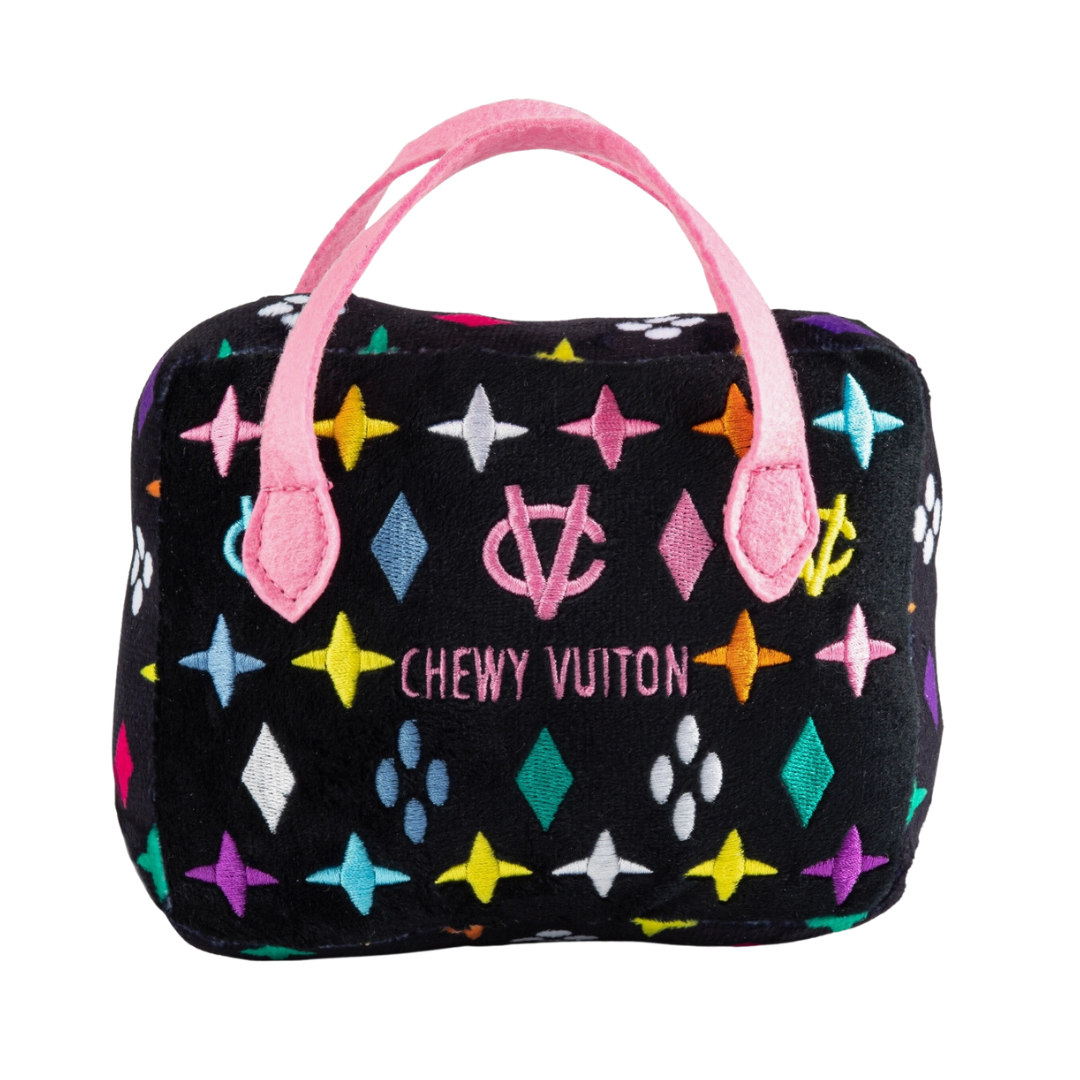 Louis Vuitton Inspired Black Monogram Chew Toy for Dogs - Durable Pet Teething Toy for Puppies & Small Dogs | Perfect for Playtime, Training & Dental Health