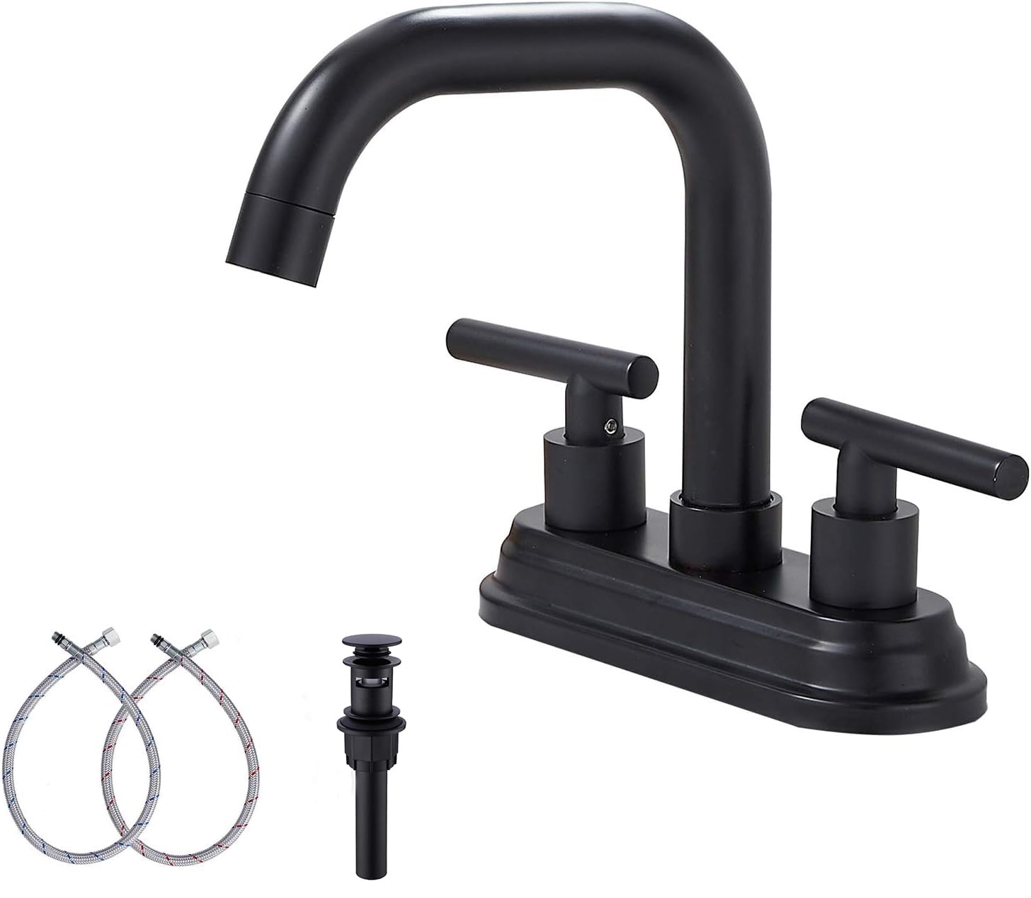 Matte Black Bathroom Faucet - GGStudy 2-Handle 4